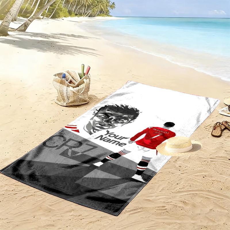 Ronaldo Custom Football Wallpaper Custom Name Print Beach Towel Large Soft Quick Dry Towel For Beach Camping Swimming
