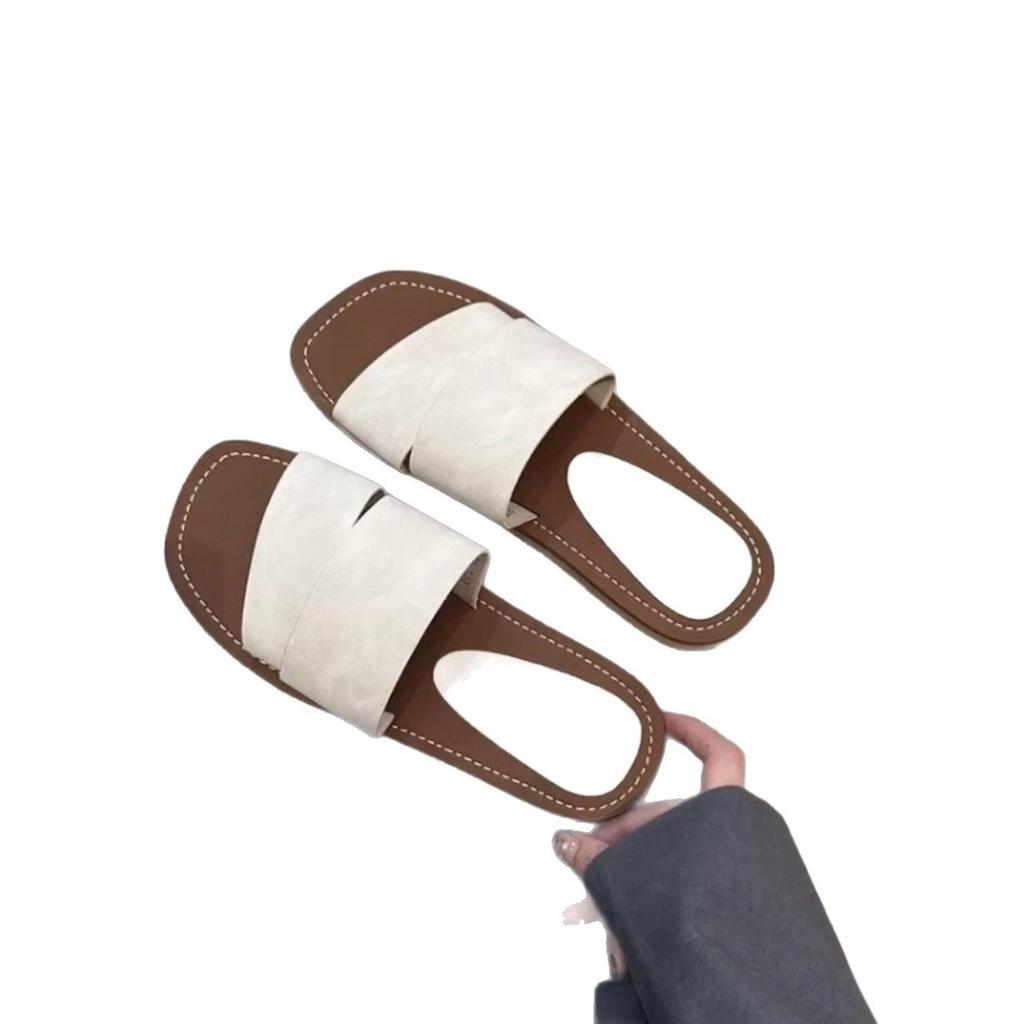 Sheepskin Version~ Retro Niche Design Flat-bottomed Slippers for Women To Wear New Beach Vacation Cool Slippers