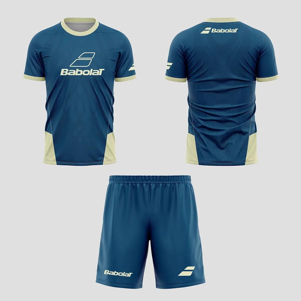 2025 New Men's Summer Tennis Breathable Set, Fast Drying Badminton Loose Set, Men's T-shirt and Short Sleeved Shorts Set, Lightw