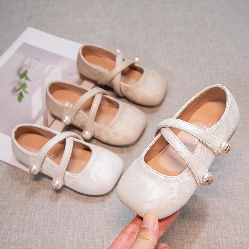 Женские кожаные мокасины в китайском стиле с мягкой подошвой - Весна 2026 года Туфли-балетки 'Принцесса' для детей среднего и старшего возраста.