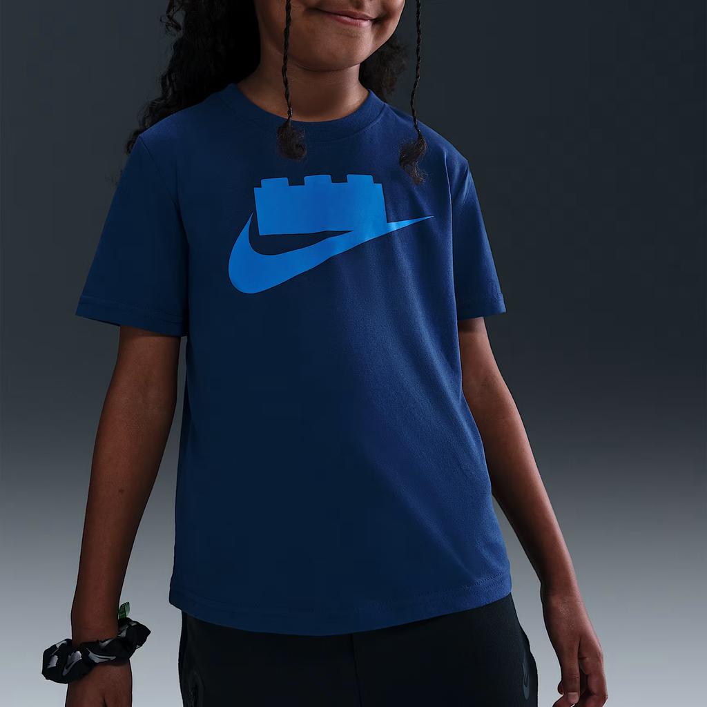 Nike Футболка X LEGO Collaboration Осень/Зима 2025 С круглым вырезом Свитшот Повседневная с коротким рукавом Детские топы IQ5364-477