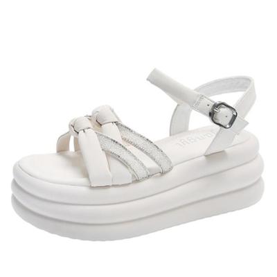 Модные дышащие повседневные тапочки высотой 7 см со стразами, летние блестящие тапочки, роскошные босоножки на танкетке и платформе для отдыха, элегантная женская обувь