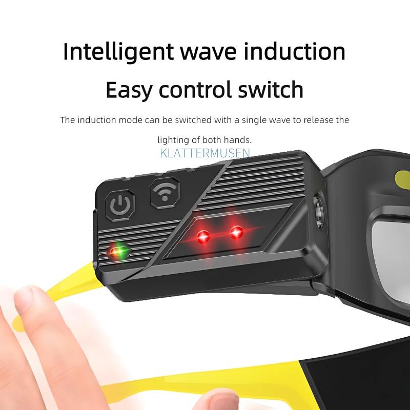 Светодиодный налобный фонарь высокой яркости, регулируемый на 90°, освещение для рабочей площадки и безопасности, 5 режимов, перезаряжаемый фонарик, управление жестами