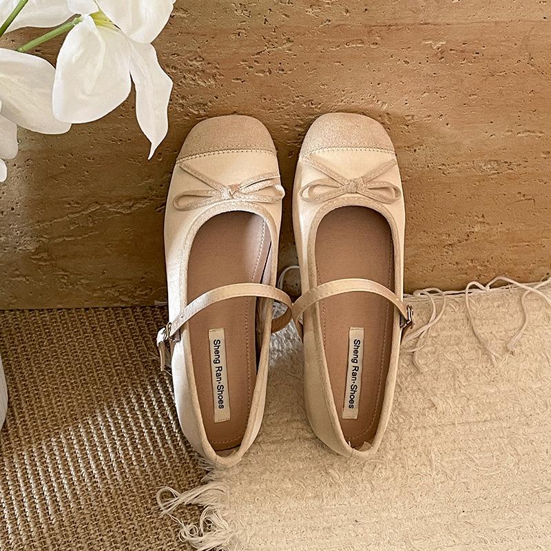 Туфли-лодочки женские в стиле ретро-балетки с плоским дном и неглубоким носком 2025 года, универсальные туфли Мэри Джейн с круглой подошвой и мягкой подошвой
