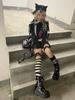 Осенняя эстетика панк-принт с длинными рукавами, женская футболка Harajuku Rock Y2k Fake из двух частей, японская мода, свободная повседневная одежда