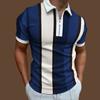 Men's Shirt Polo Casual Zip Short Sleeve Fashion Casual Zipper Summer Spring Regular Fit 3D Purple Stripe Print Shirt
