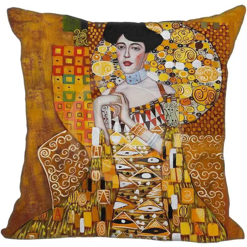 G0309 Hot Sale Gustav Klimt The Kiss Square Pillowcase Custom Zippered Cushion Pillow Cover Case 45x45cm