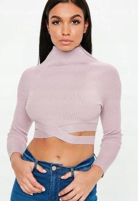 Missguded Sweter Z Długim Rękawem Wiązany 40 Włf