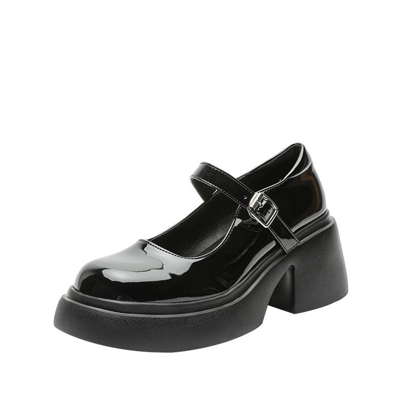 Platform Small Leather Shoes Women's New British College Style Soft Girl Shoes Muffin Thick Heel Word with Mary Jane Single Shoes Women