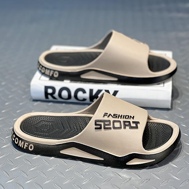 Мужские тапочки — очень удобные тапочки с буквенным принтом — мягкая подошва, легкие и нескользящие пляжные сандалии