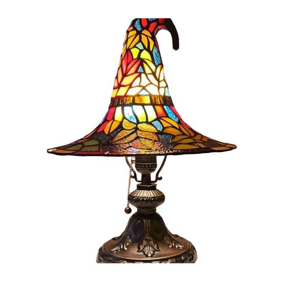 Лампа в виде шляпы ведьмы, витражное стекло, смола, свет в виде шляпы волшебника, жуткая готическая настольная лампа, декоративный торшер для вечеринки в помещении, Хэллоуина с привидениями, спальни