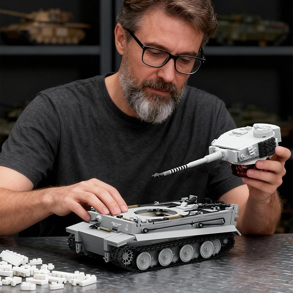 Вторая мировая война Танк Panzerkampfwagen VI «Тигр» S04 Сборная масштабная модель, Бронированные машины в зимнем камуфляже, Игрушка для мальчиков и девочек