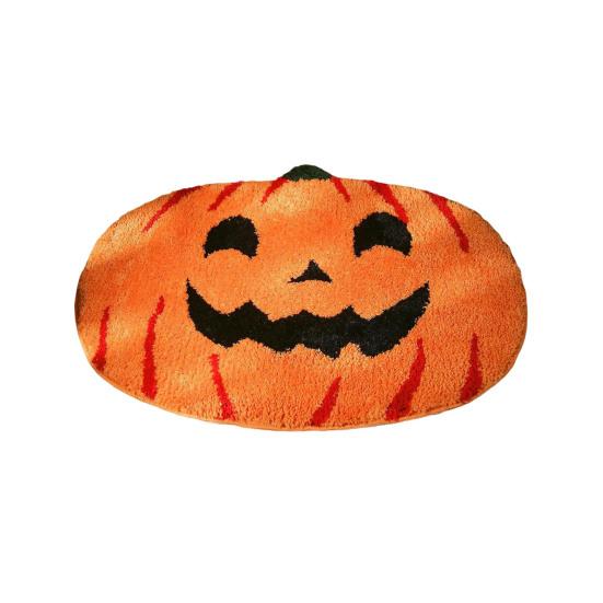 Хэллоуин Приветственный придверный коврик Полукруг Паутина Летучая мышь Череп Тыква Форма Напольный коврик Нескользящий Входной коврик для Парадной двери Крыльца Домашнее украшение