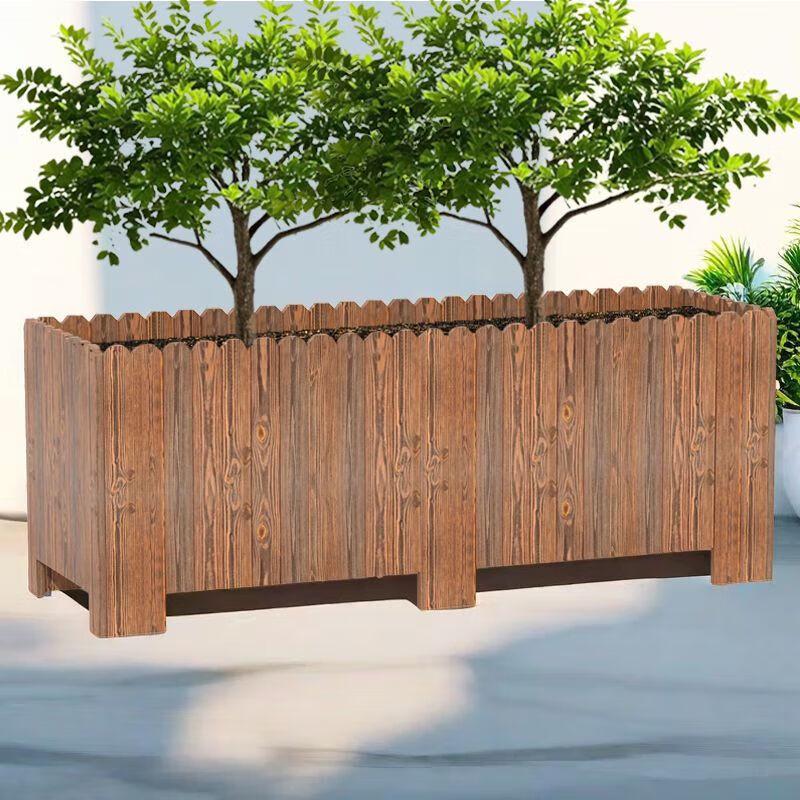 Hualongdun Extra Large Carbonized Wood Rectangular Planter Box
