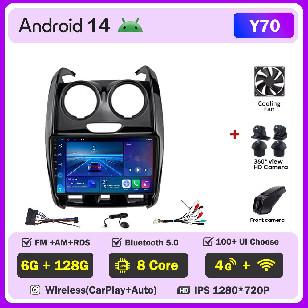 Автомобильное радио для Renault Duster 2015 - 2020 для LADA Largus 2021 Android 14 Мультимедийный проигрыватель GPS Навигация Carplay Android Auto