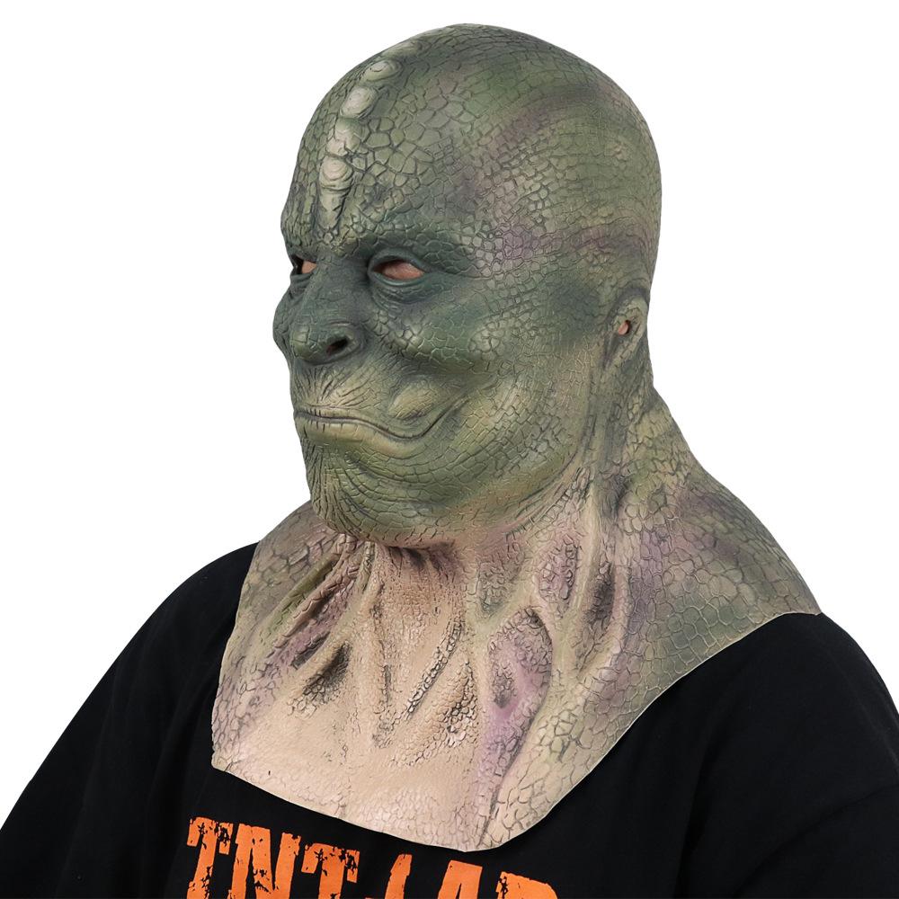Horror monster dinosaur devil mask Realistic Snake Demon Lizard Man Headgear Funny performance by men and women at a dance party bar