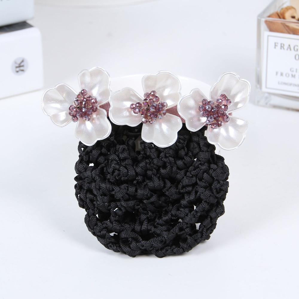 Flower Hairpin Korean Bun Snood Ponytail Clip Hairgrips Cover Net Vintage Women Spring Clip Gift