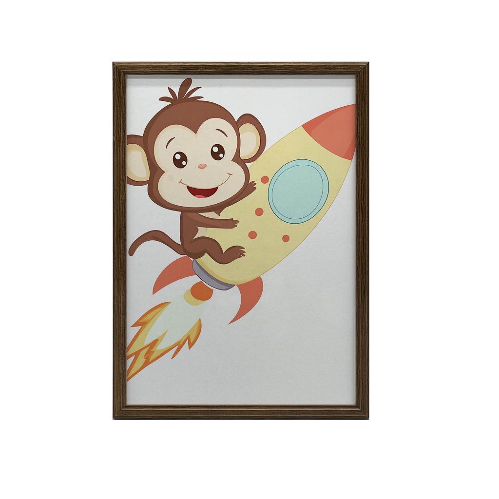 Monkey In Space Poster Monkey In Space Poster, 30X40 Cm, Gold Aluminum Frame, 230 Gsm Matte Paper