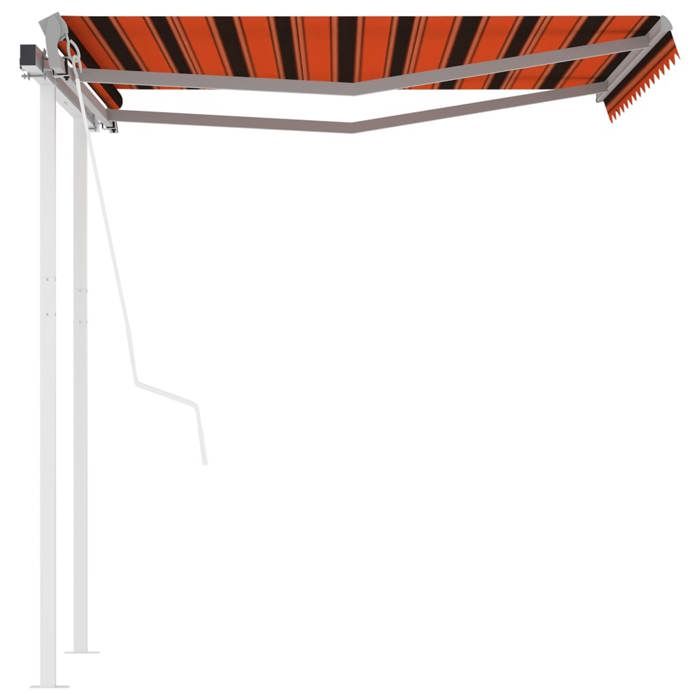 VidaXL Automatic Retractable Awning with Posts 3.5x2.5 M Orange Brown 3069930