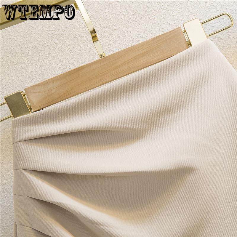 Женская весенне-летняя шикарная нерегулярная плиссированная полуюбка средней длины 2023, простая тонкая юбка на бедрах с высокой талией