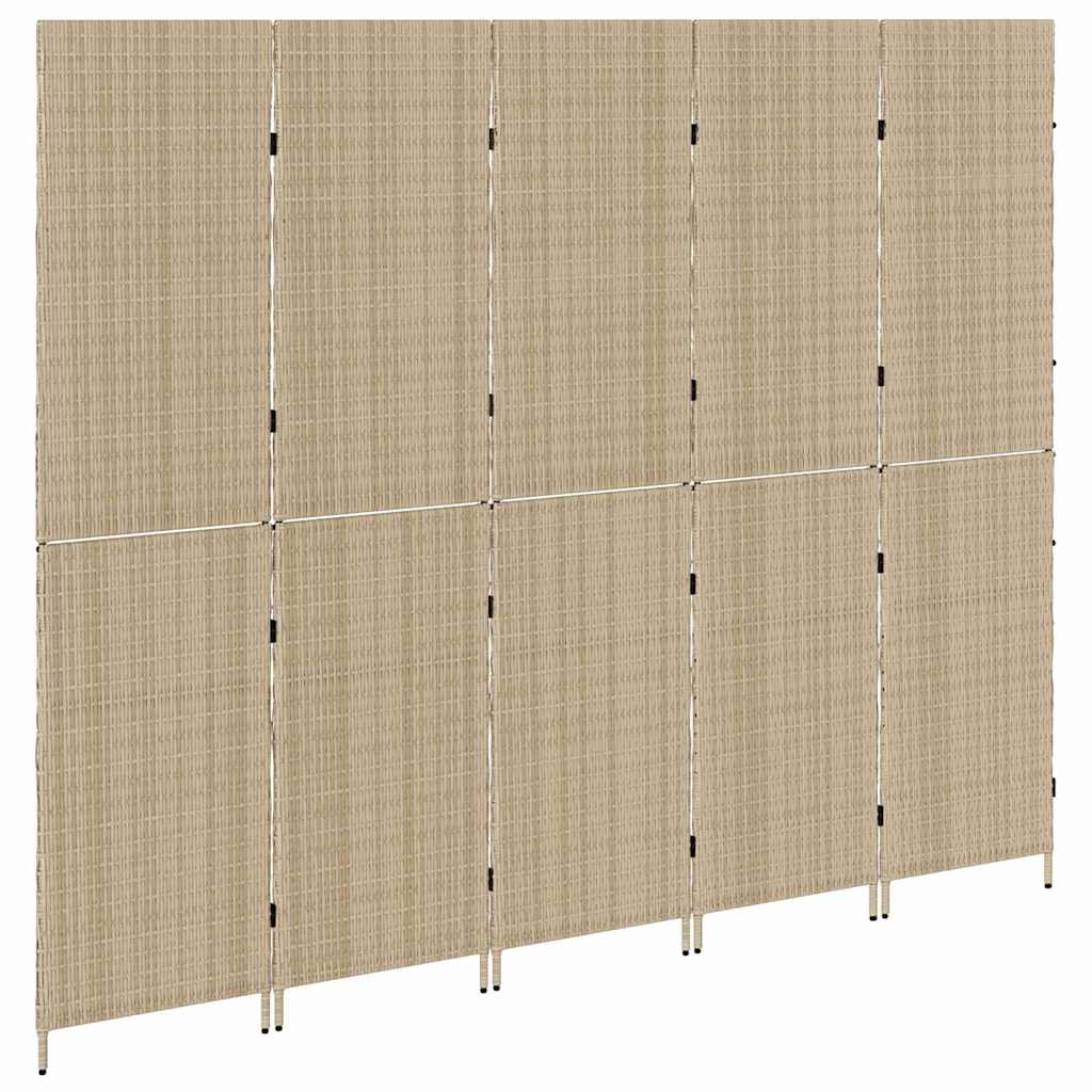 Room Divider Beige 242 x 180 cm Poly Rattan