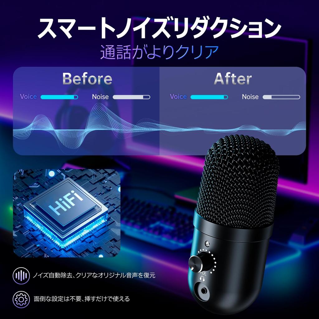 BuukBaag Microphone Condenser Microphone Sound Noise Gaming Microphone Gaming USB Microphone PC Microphone Distribution Microphone Compatible