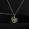 Women Necklace Shiny Rhinestones Inlay Heart Pendant MOM Lettered Elegant Dress-Up Alloy Jewelry Clavicle Chain Party Dress Mom Jewelry