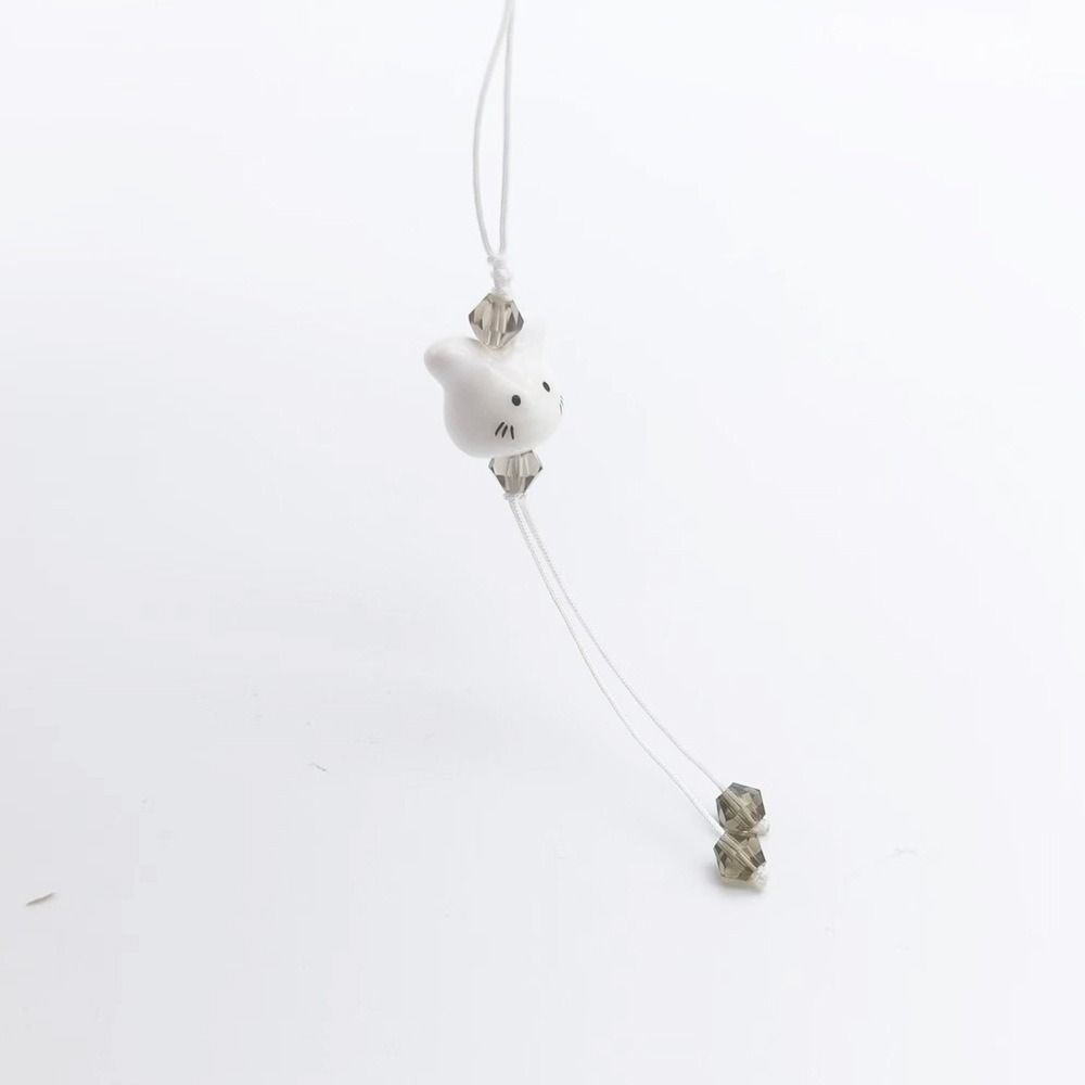 Ceramic Phone Keychain Hanging Rope Phone Charm Strap Delicate Bunny Pendant  Women Girls