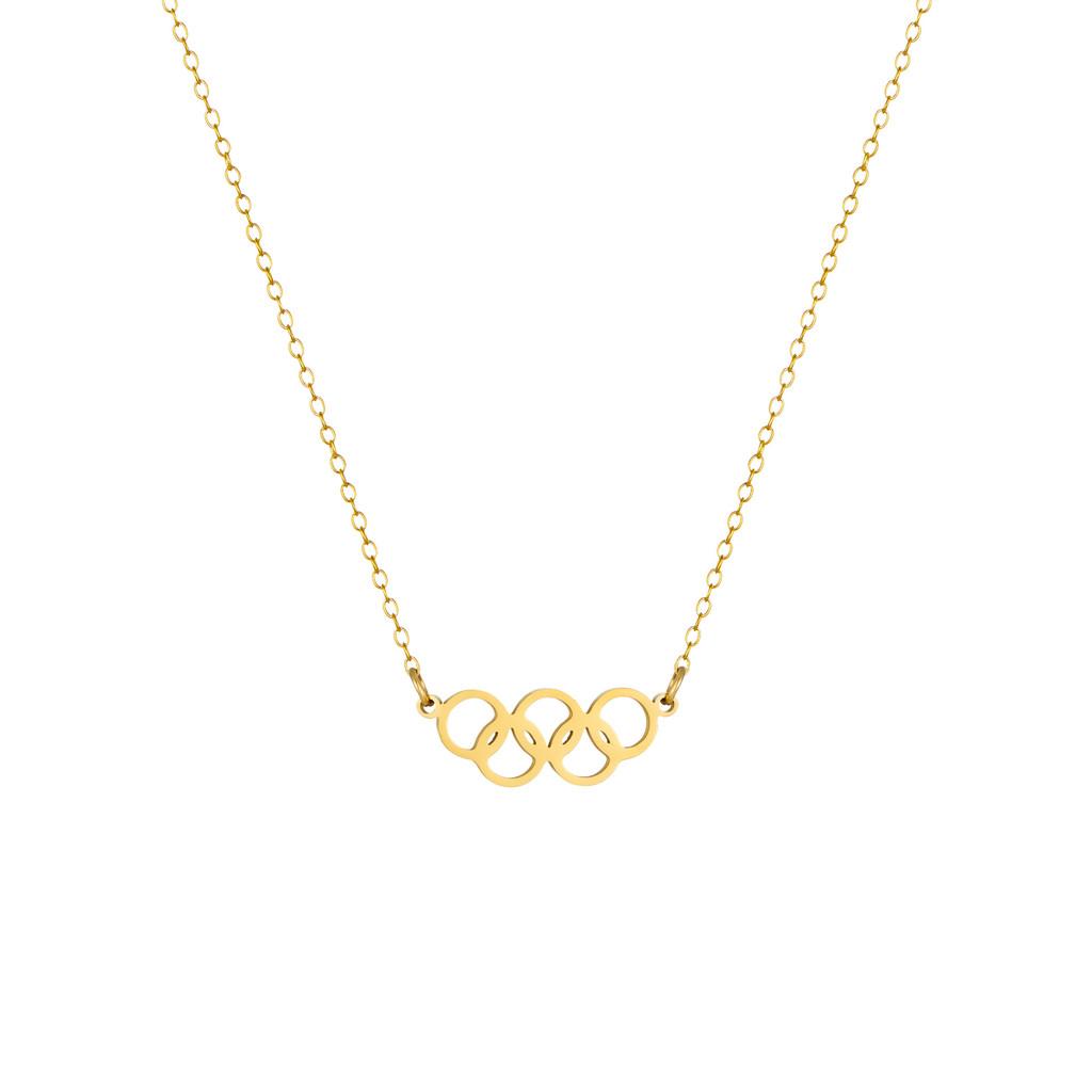 Модное ожерелье-подвеска с пятью кольцами из 18-каратного золота и серебра из титановой стали для шикарной повседневной носки