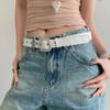 Y2K Lace Belt PU Leather Women Waistband Trend Rhinestone Belt  Jeans Accessories