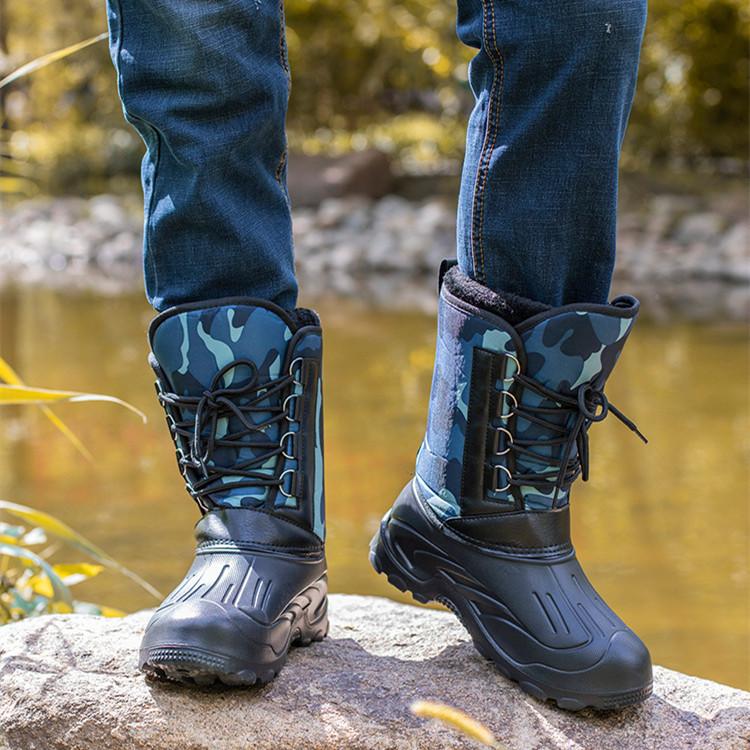 Новая утолщенная водонепроницаемая хлопковая обувь для рыбалки, нескользящие и теплые зимние толстые зимние сапоги с высоким бочком для рыбалки