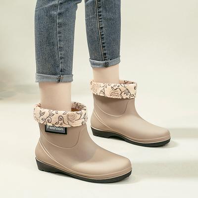Женские корейские короткие нескользящие резиновые сапоги