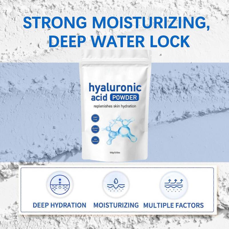 Micro Ingredients Hyaluronic Acid Serum Powder 100g Low Molecular Weight Skin Hydration and Moisture Support Supplements Vegan Water Soluble