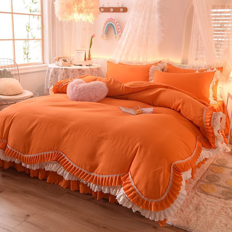 Кружевной постельный подзор из четырех частей, европейская атмосфера, простое одеяло, покрывало, простыня, постельное белье