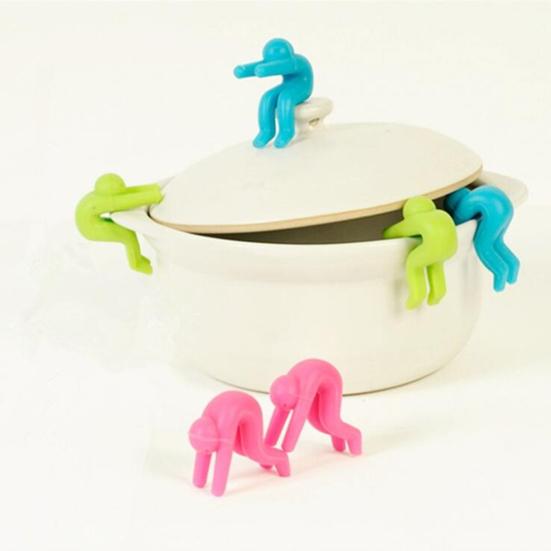 Pot Lid Holder Human-Shaped Pot Lid Lifter Holder Reusable Silicone Cooking Lid Holder for Home Kitchen