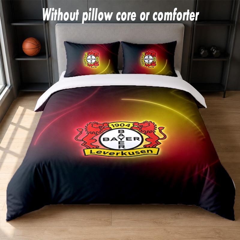 Bayer Leverkusen Football Design Bed Bedding Set 1 Duvet Cover + 2 Pillowcases Soft Breathable Household Bed Linens