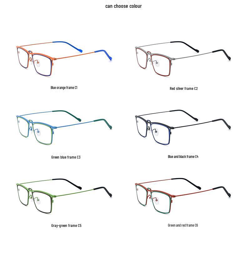 Unisex Retro Geek Multi-Color Titanium Myopia Glasses Frame