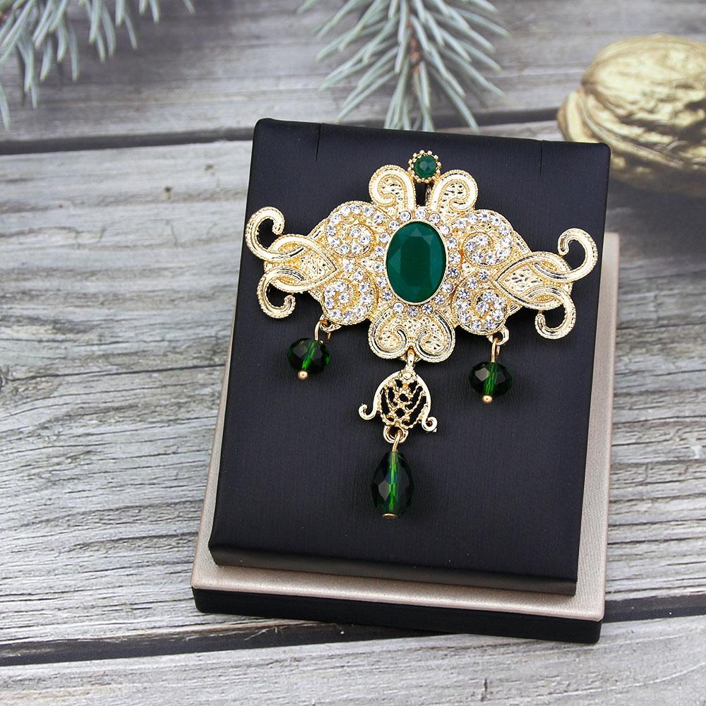 Women's Brooch Gold Crystal Jewelry Brown Brooch Bridal Dress Brooch