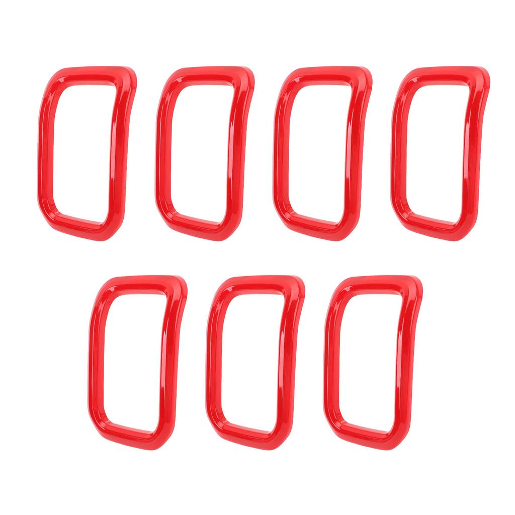 7PCS Front Grille Insert Cover Red Front Grill Cover Rings Frame Trims Kit Outline Car Decoration