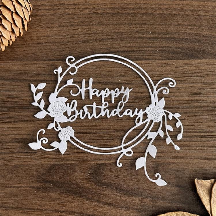 Wreath Cutting Dies for Photo Scrapbooking Card Making Decorations Embossing Stencils Happy Birthday Die Cuts
