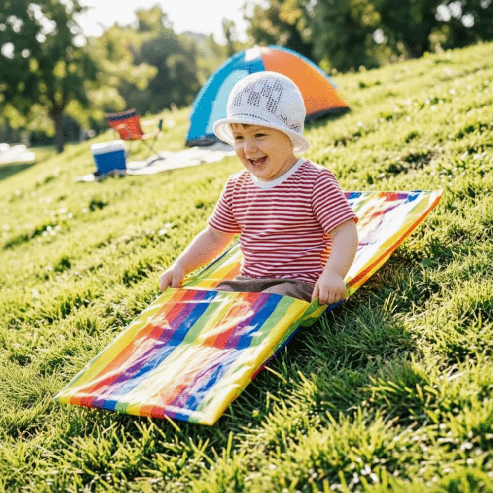 Foldable Rainbow Grass Skiing Mat Lightweight Rainbow Grass Dragging Mat Beach Grass Floor