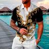 New Trendy Men'S Summer Collar Paul T-Shirt Men'S Heavy Oversize Solid Color Casual Short Sleeve