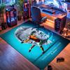 Blue Football Player Portrait Action Print Area Rug, Sports Fan Non‑Slip Floor Mat for Living Room Bedroom Home Decor