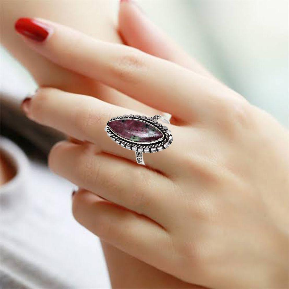 Ruby Zoisite Gemstone Handmade Silver Jewelry "9"