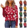 Ladies O Neck Casual Short Sleeve Casual Comfortable Loose Print T-Shirt Top Christmas