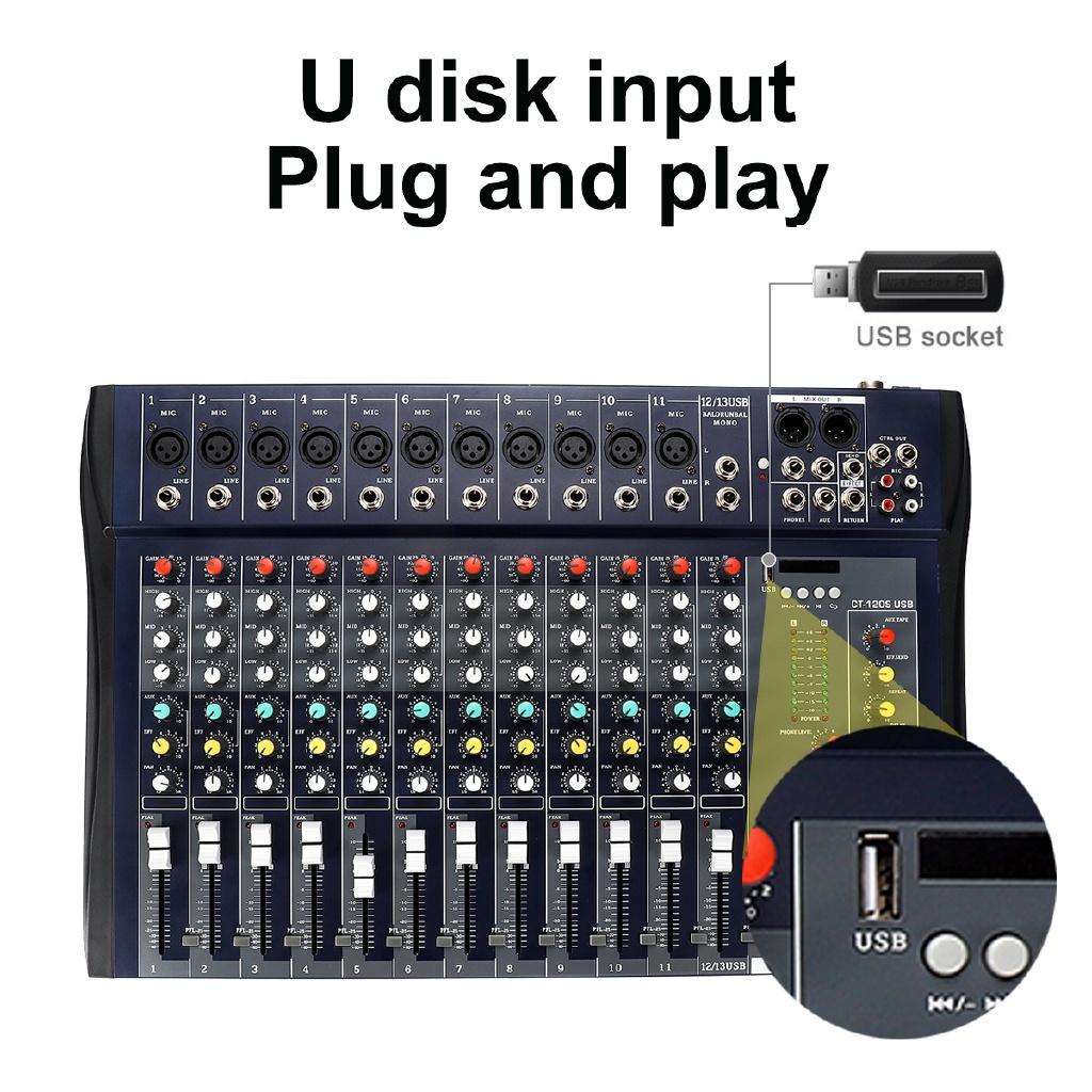 48 В мощность 6/8/12-канальный микрофон цифровой звуковой микшерный усилитель консоль профессиональный караоке аудио микшер аудио USB