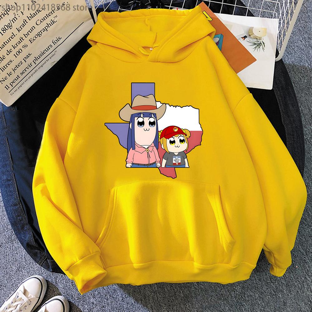 Cartoon Print Pop Team Epic Hoodie Pipimi and Popuko Graphic Sweatshirt Hip Hop Pullover Female Streetwear Harajuku Unisex Hoody