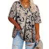 Plus Size Short Sleeve V Neck Allover Print T-shirt, Casual Top For Summer & Spring Women's Clothing
