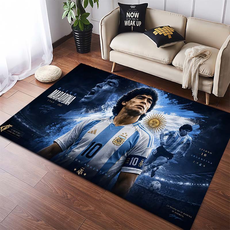 Diego Maradona Football Legend Argentina Portrait Print Area Rug Non Slip Floor Mat Soccer Fan Home Decor Gift
