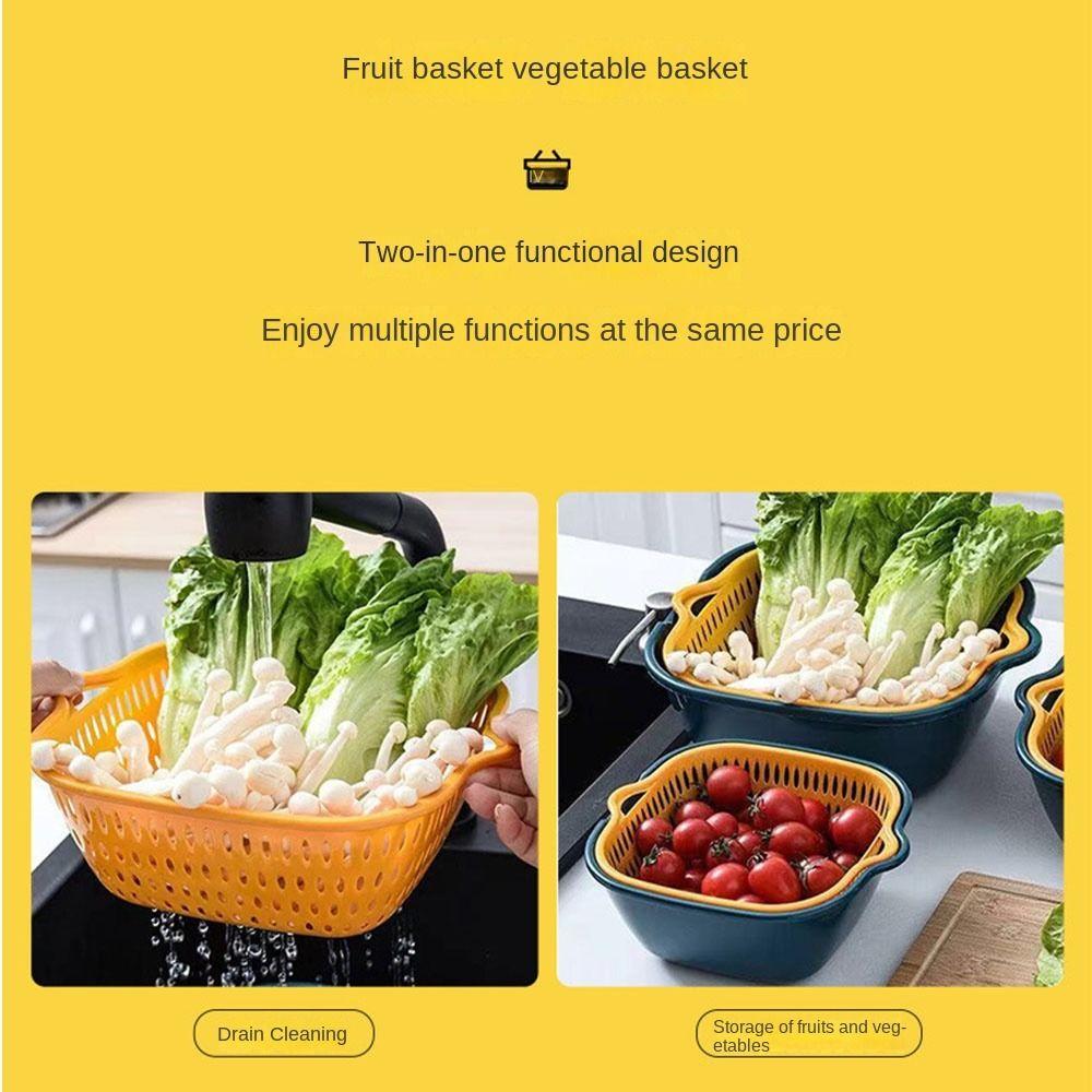 Stackable Vegetable Washing Basket Double-Layer Fruit Basin Practical Drain Basket  Kitchen